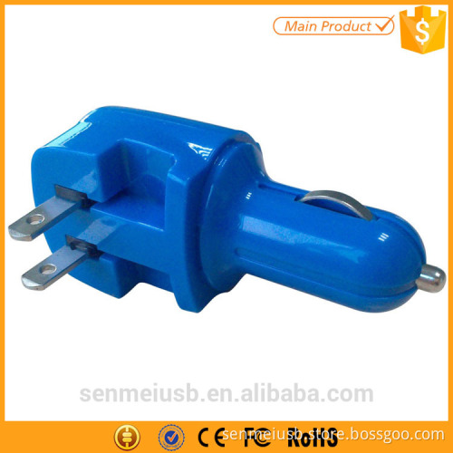 China Factory Multi-function 2 in 1 Car Charger Wall Charger